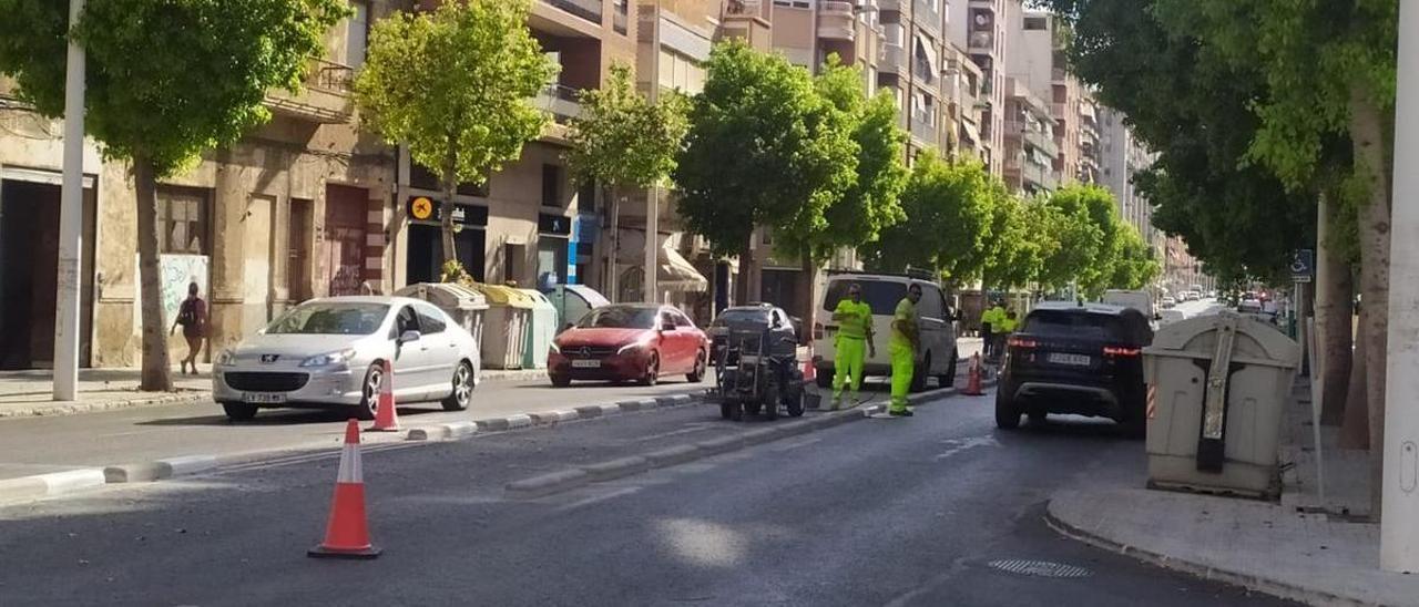 El carril bici de la avenida de Alicante, en obras