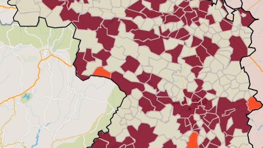 Mapa de localidades con casos COVID