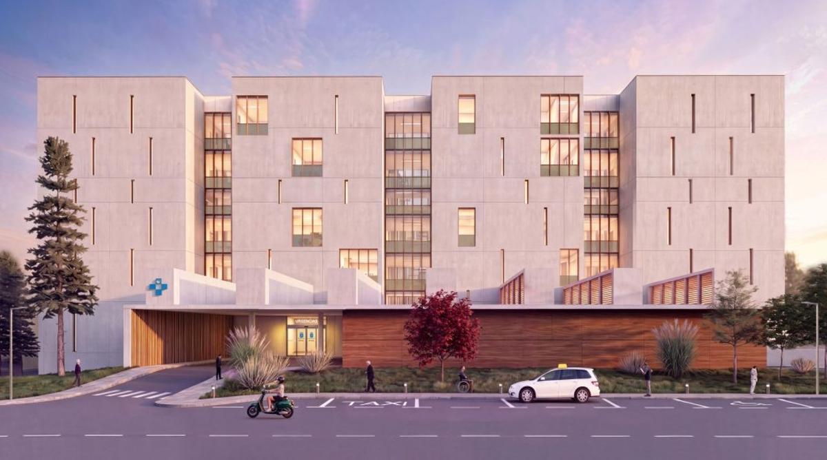 Otra vista del Hospital de Cabueñes, por su futuro nuevo acceso a Urgencias.