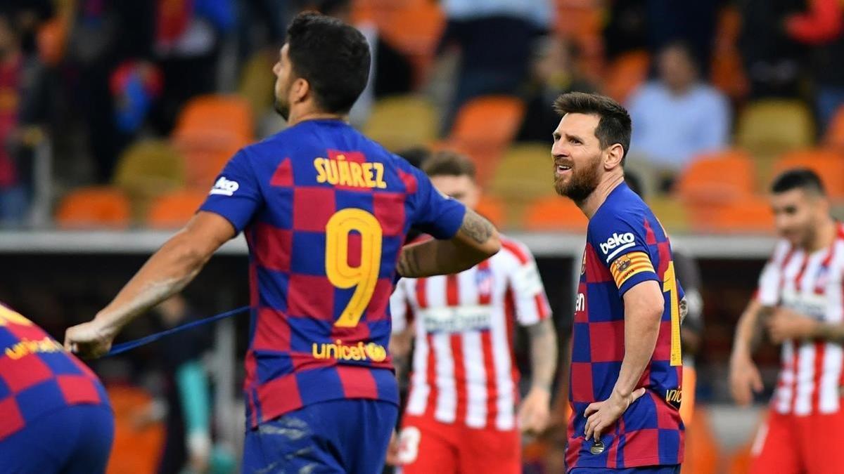 Suárez y Messi, en el último partido que han disputado juntos: la semifinal de la Supercopa de España ante el Atlético.