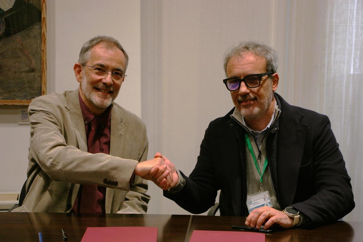 El rector de la UdG, Josep Calbó, i el director gerent de la FSE, Xavier Verdaguer.