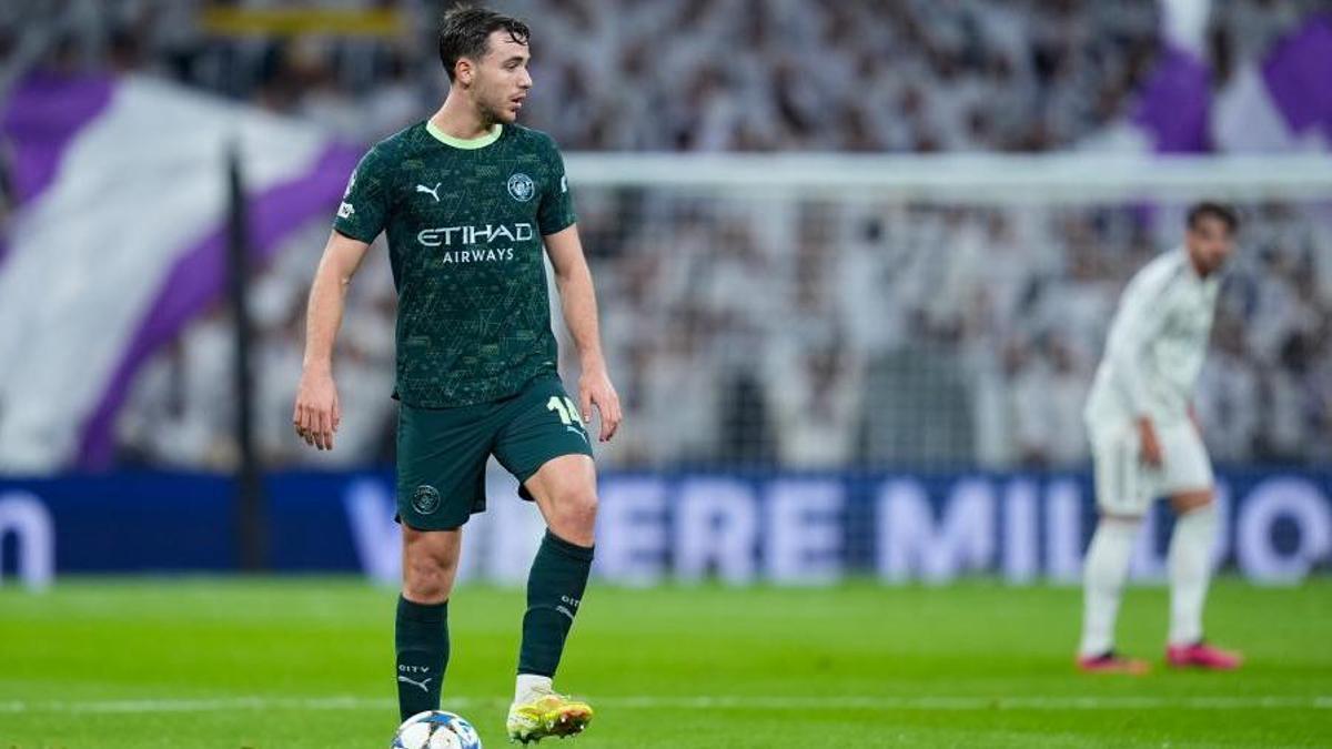 Nico González, durante un encuentro con el Manchester City