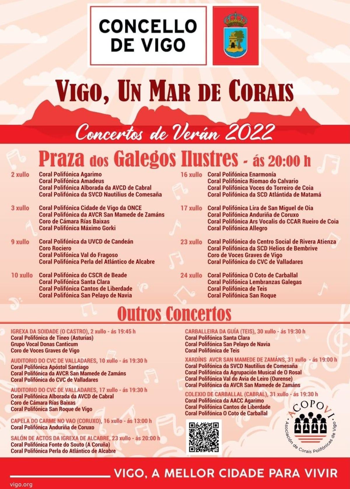 Cartel con todas las actuaciones del ciclo Vigo, un mar de Corais