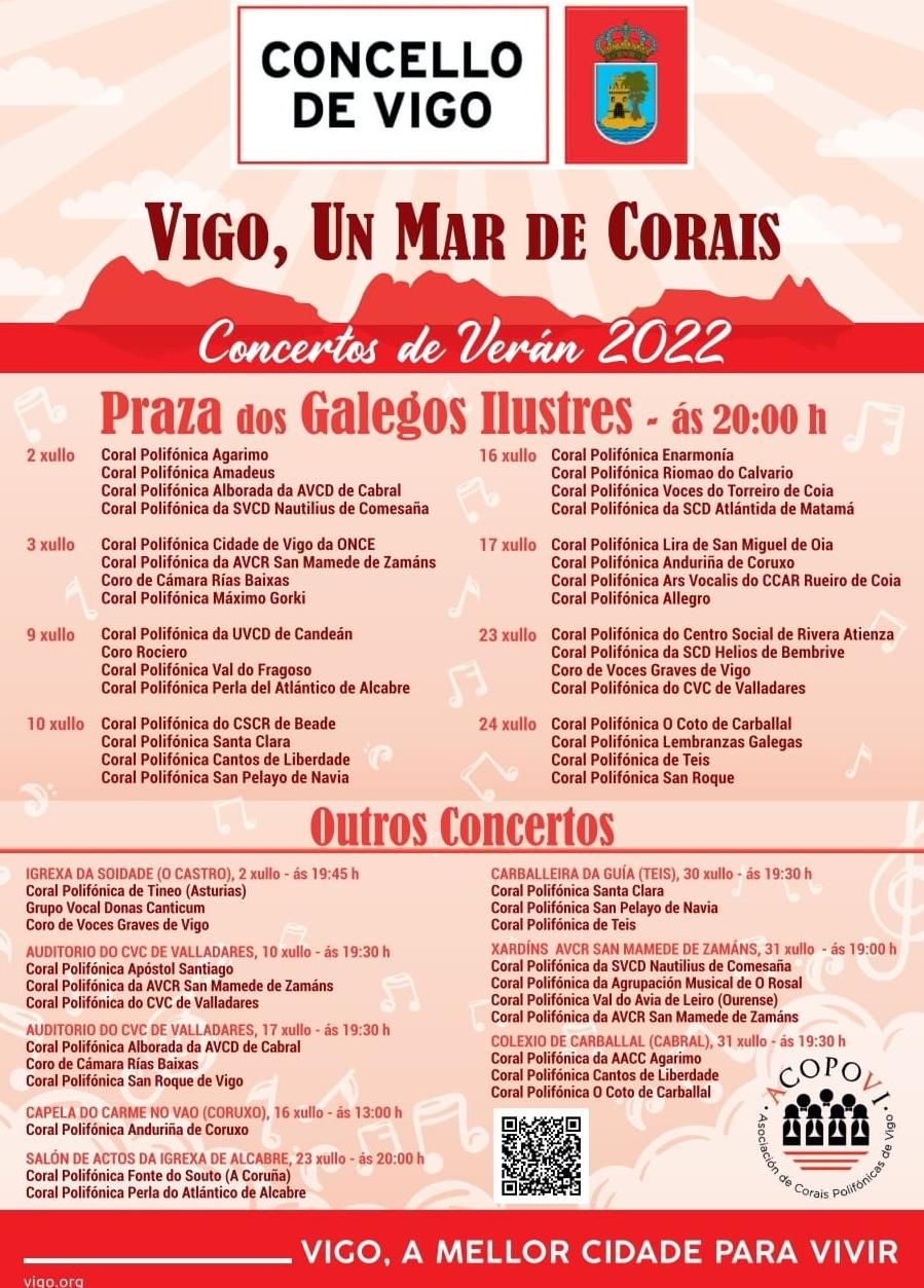 Cartel con todas las actuaciones del ciclo Vigo, un mar de Corais