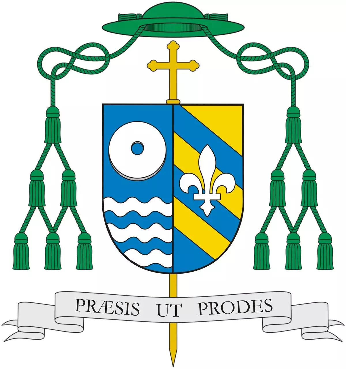 Aquests són el lema i l'escut heràldic del nou bisbe Octavi