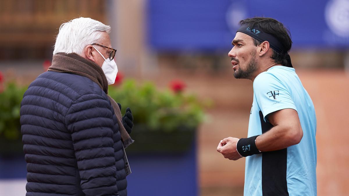 Fognini discutiendo con el interventor de la ATP