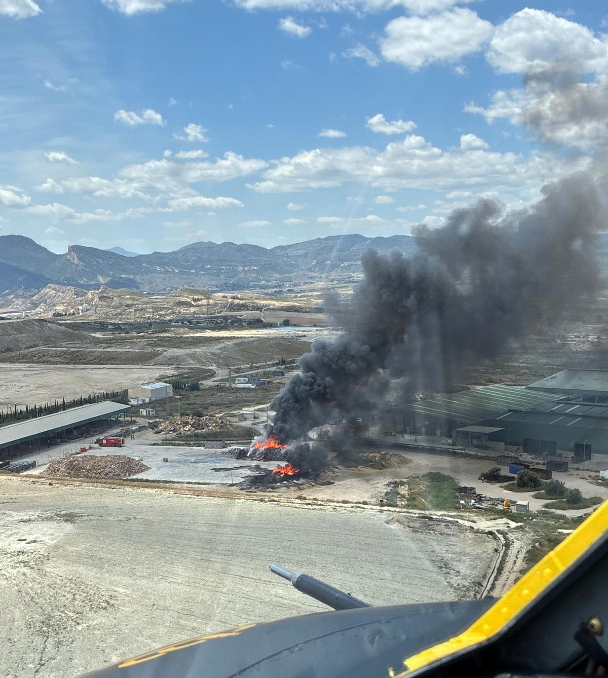 Imagen tomada desde el helicóptero a su llegada.