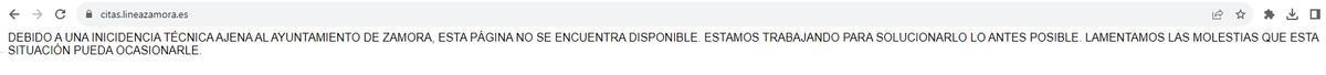 Mensaje que aparece en la web de inscripciones, que va a cambiar su dominio este jueves