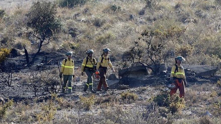 Efectivos del Infoca en un incendio en Torremolinos.