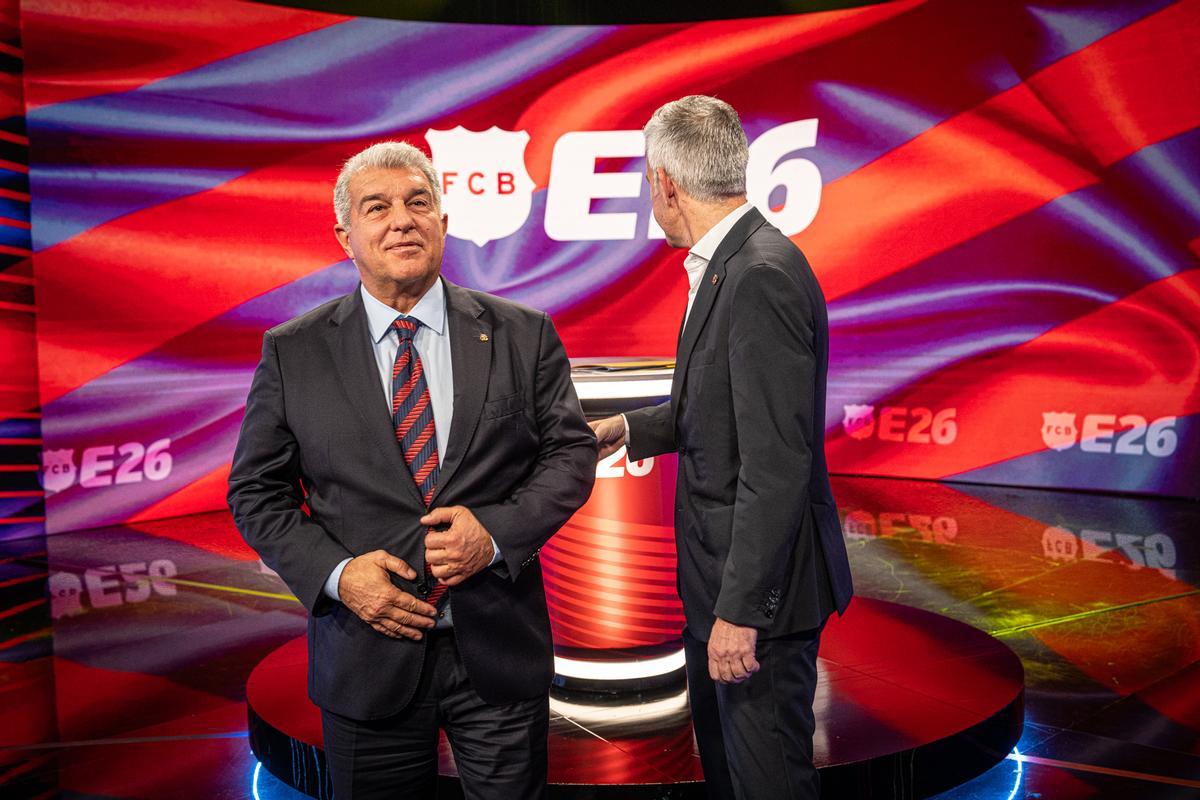 Joan Laporta y Víctor Font, en el debate de TV3.