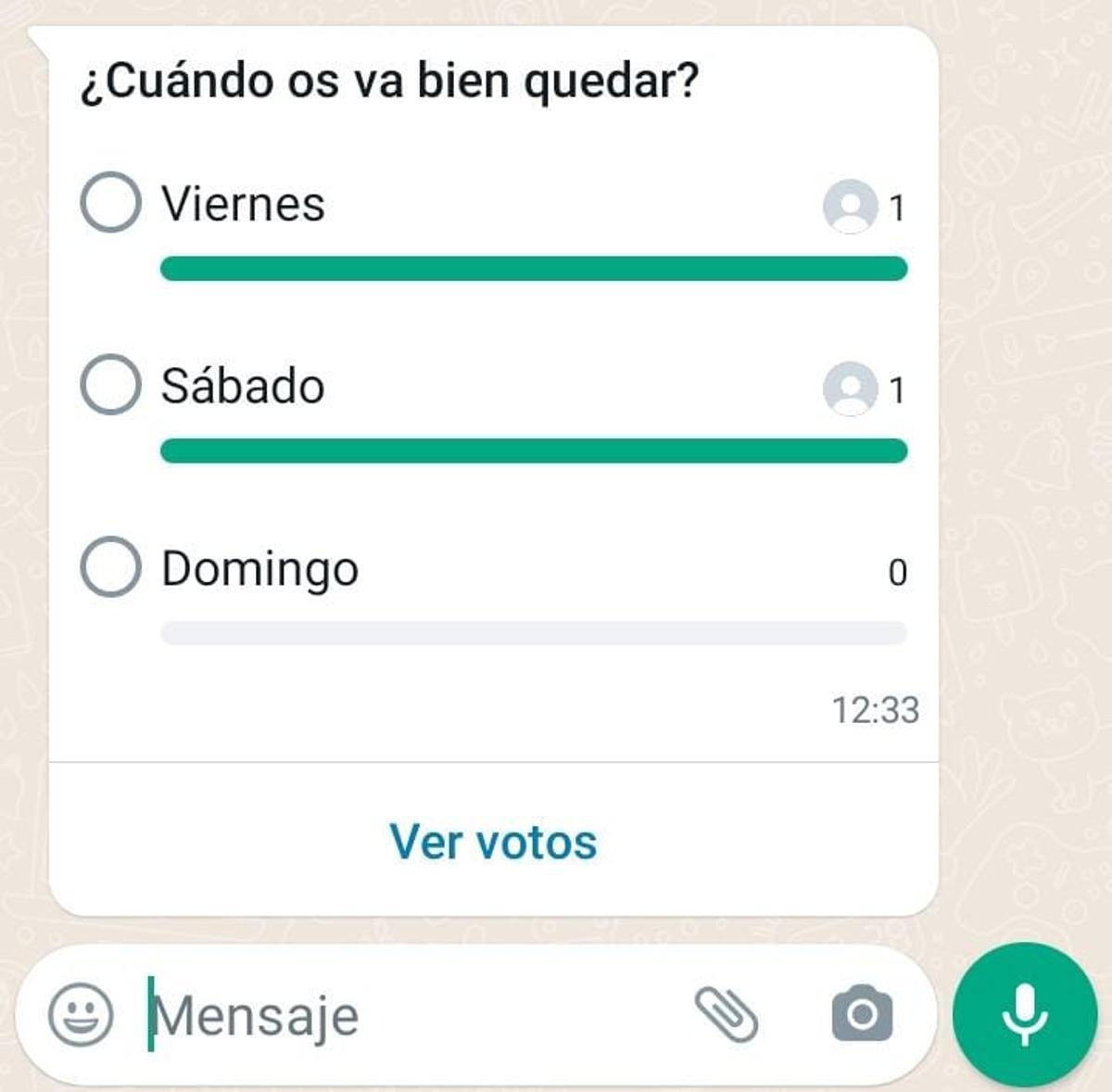 Encuesta realizada en un teléfono móvil con sistema Android.