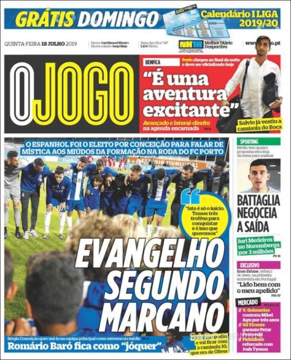 Portada O JOGO jueves 18 julio 2019