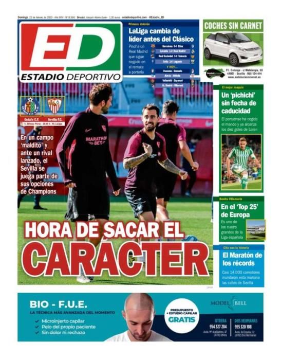 Portada ESTADIO DEPORTIVO domingo 23 febrero 2020