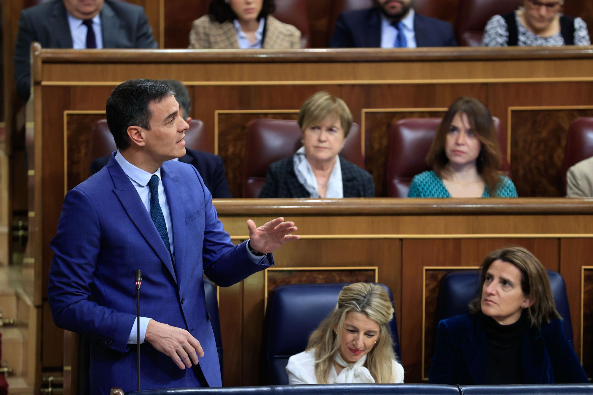 Pedro Sánchez, en la sesión de control en el Congreso de los Diputados