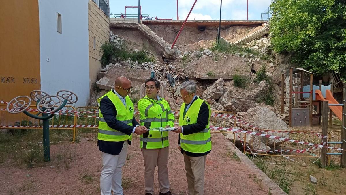 La Diputación de Córdoba financiará con 200.000 euros la reconstrucción del muro que colapsó en Rute durante el tren de borrascas