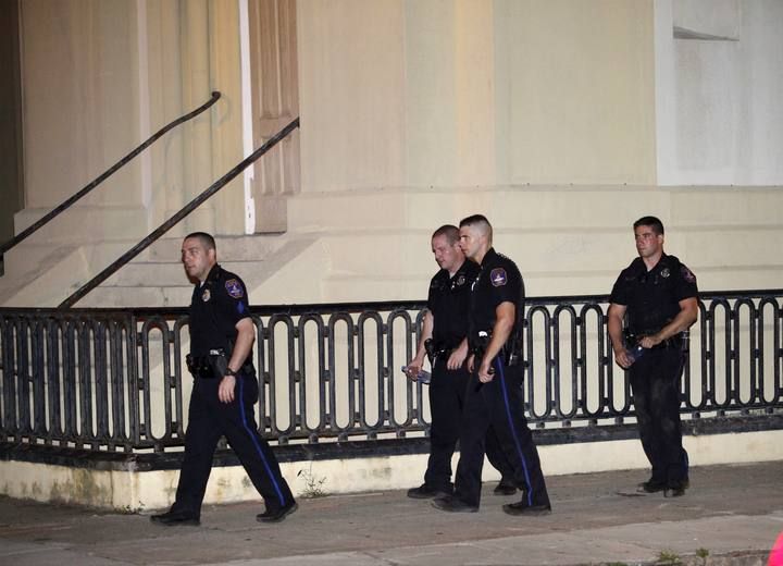 Police respond to a shooting at the Emanuel AME Church in Charleston