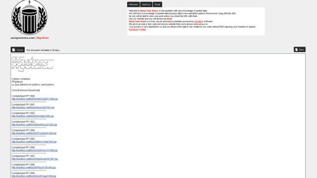 Captura de la página web que publica la supuesta contabilidad del PP