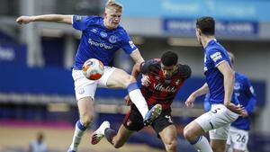 Jarred Branthwaite, en un partido del Everton ante el Bournemouth