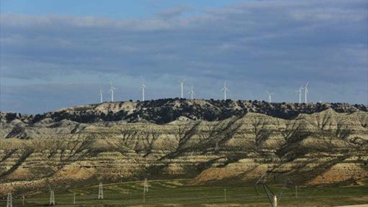 Parque de energía eólica en los Monegros, en la provincia de Zaragoza.