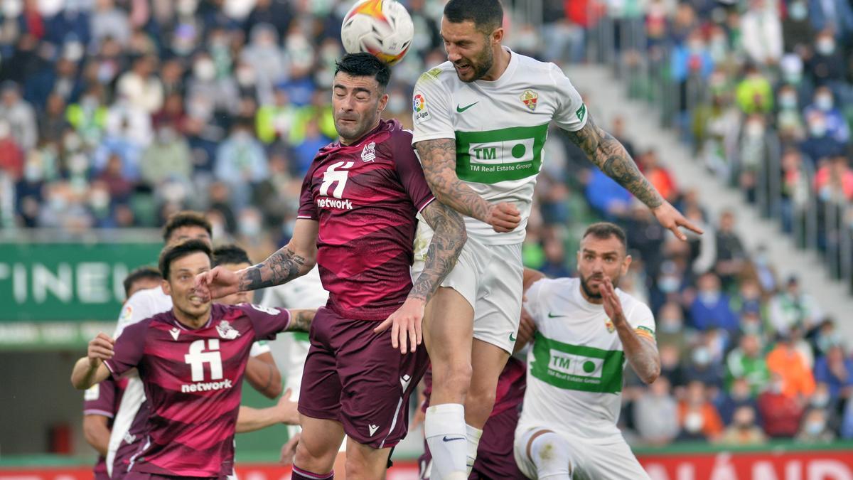 Tete Morente y Verdú en el último Elche CF - Real Sociedad, que se celebró en agosto pasado y terminó 0-1