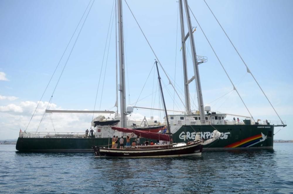 A Illa despide a toda vela al Rainbow Warrior de Greenpeace