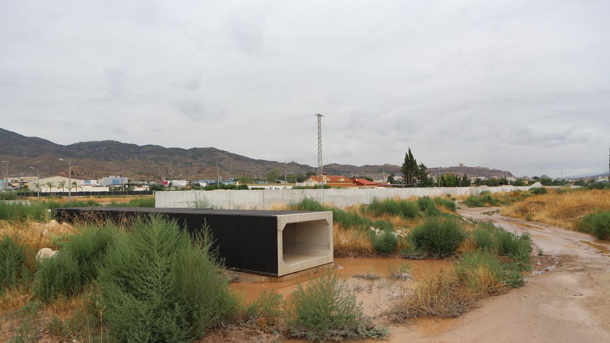 Muro que soportará el terraplén del AVE, cuya presencia lleva las aguas del centro a la zona del 'Puente Pasico'.