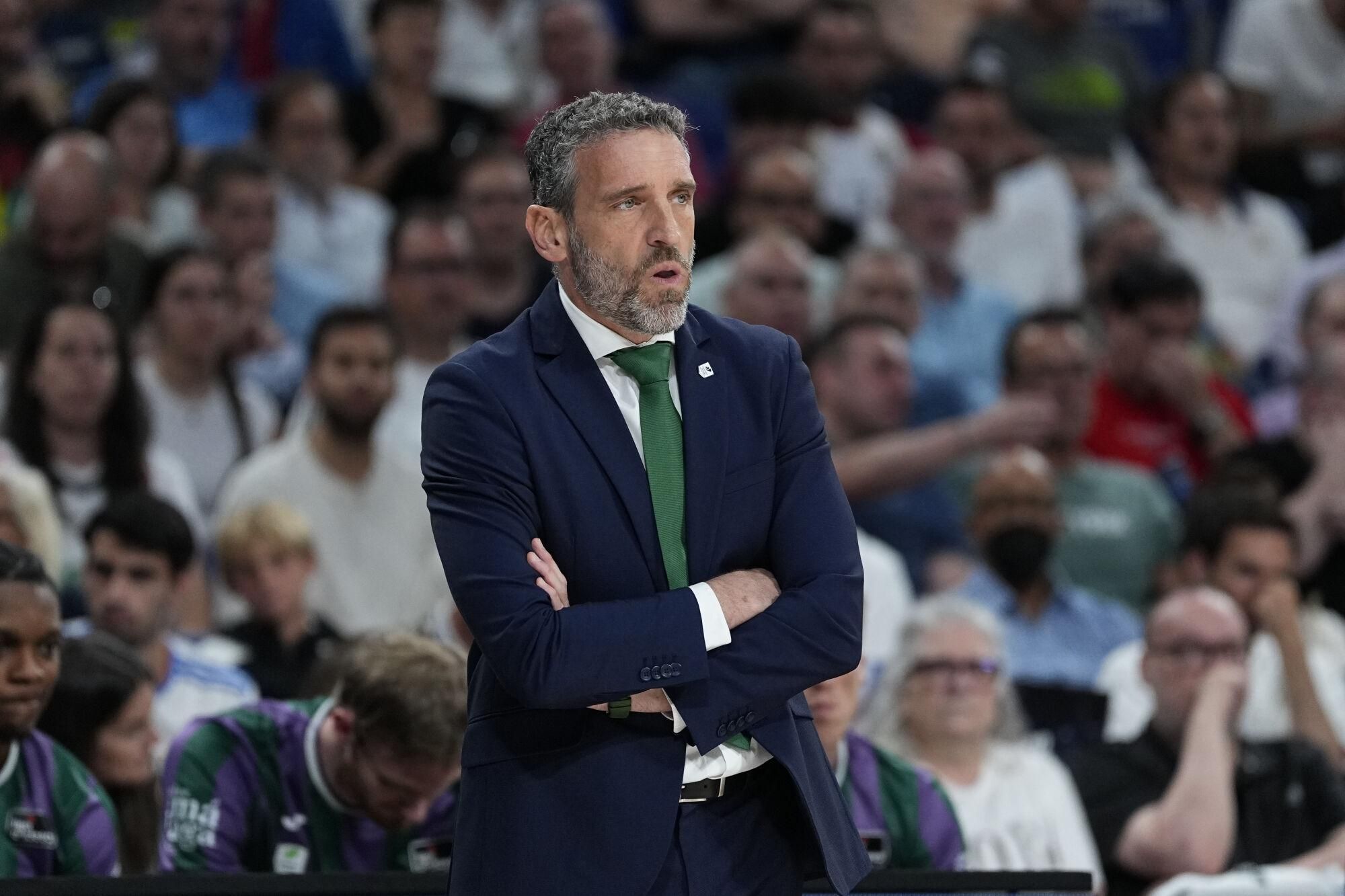 Ibon Navarro, head coach of Unicaja, looks on during the Spanish League, Semi-Final second leg of Liga ACB Endesa, basketball match played between Real Madrid and Unicaja Baloncesto at Movistar Arena pavilion on June 13, 2025 in Madrid, Spain. AFP7 13/06/2025 ONLY FOR USE IN SPAIN. Oscar J. Barroso / AFP7 / Europa Press;2025;BASKET;SPAIN;SPORT;ZBASKET;ZSPORT;Real Madrid v Unicaja Baloncesto - Liga ACB Endesa Semi-Final Second Leg;