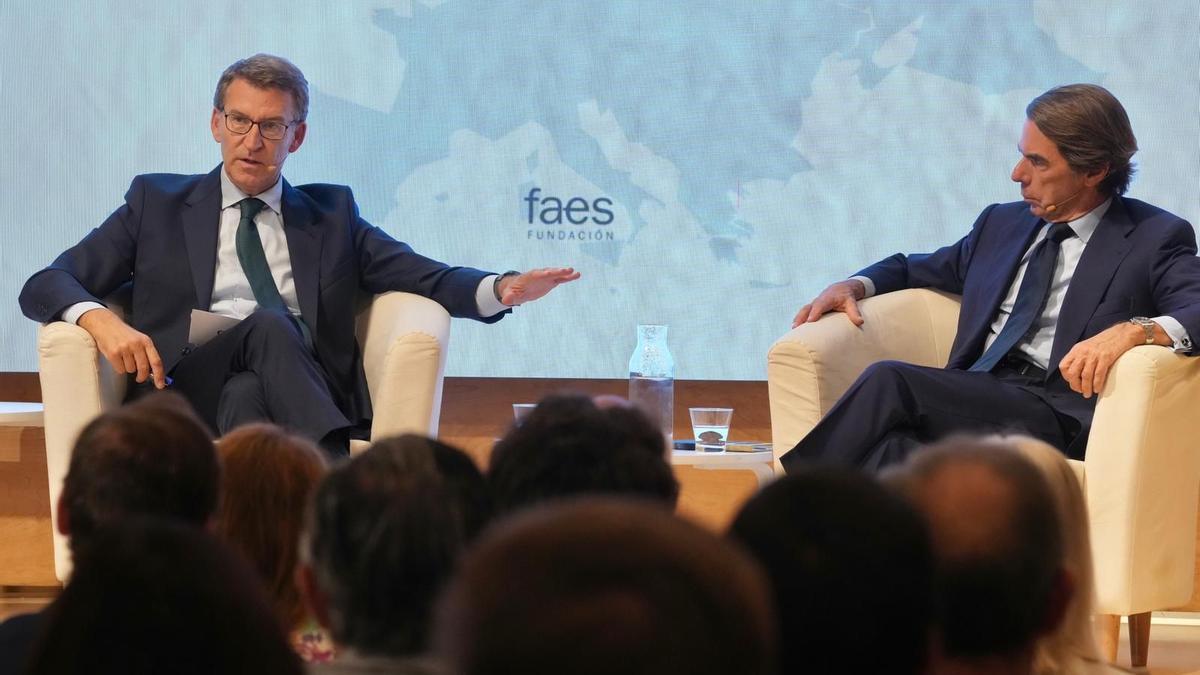 Feijóo y Aznar en el Campus FAES.