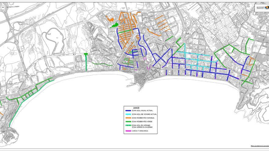 Consulta aquí el plano de Benidorm con la nueva distribución por colores de la ORA