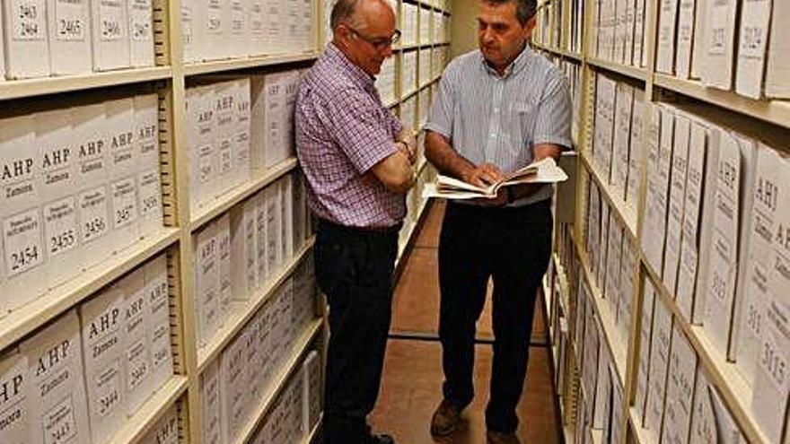 Cajas con documentación, en el Archivo Histórico Provincial de Zamora.