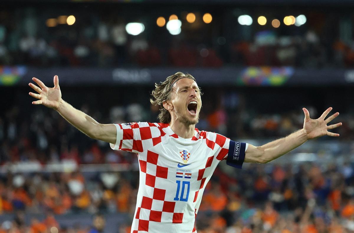 Modric celebra la clasificación de Croacia para la final.