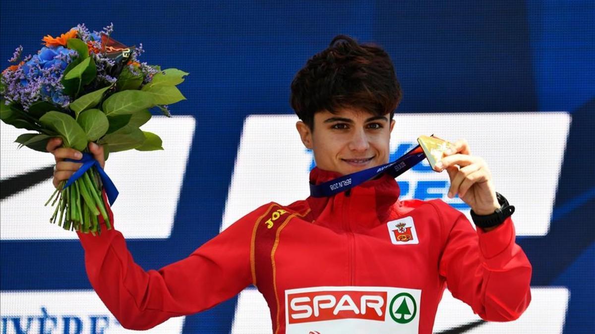 María Pérez, en el podio