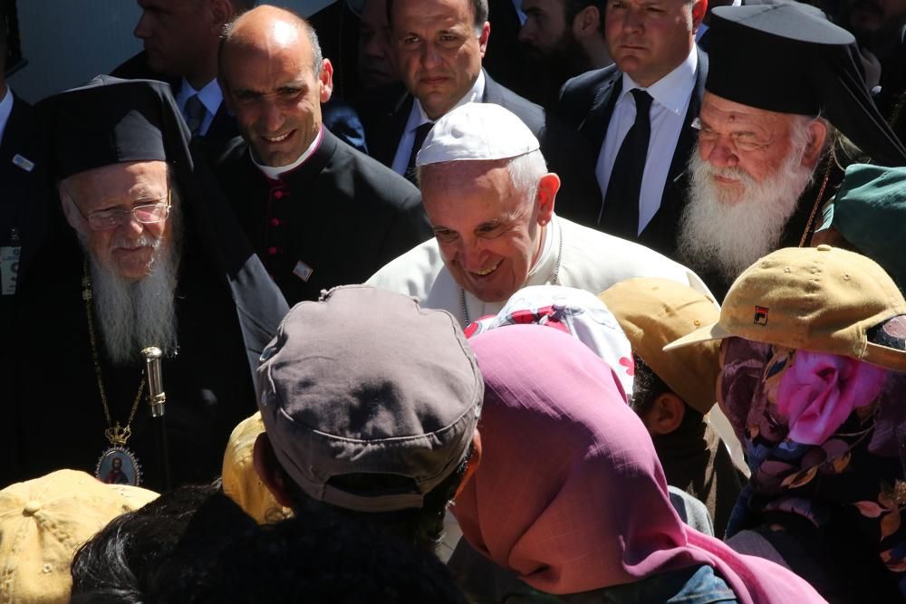 Visita del Papa a los refugiados en Lesbos.