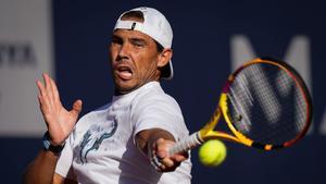 Rafa Nadal, durante un entrenamiento previo al Barcelona Open