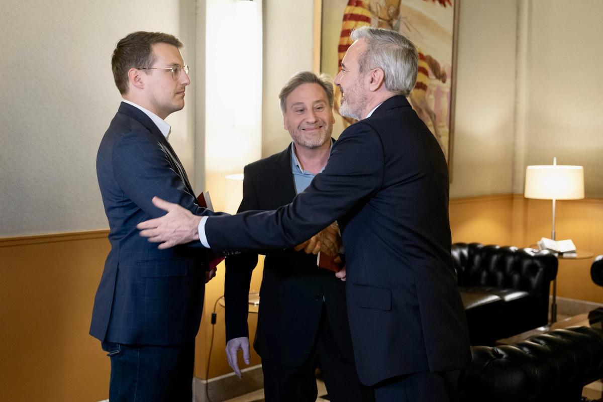 Jorge Pueyo, José Luis Soro y Jorge Azcón, en el Pignatelli.