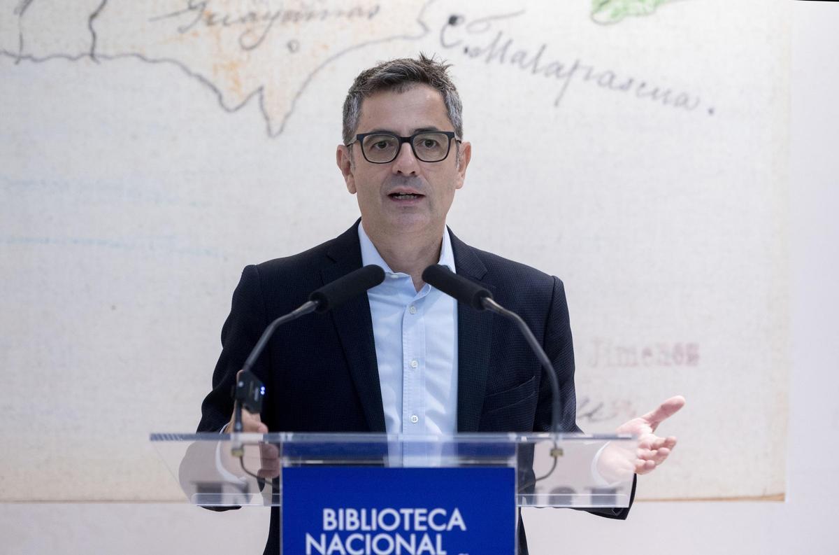 El ministro de Presidencia en funciones, Félix Bolaños, este jueves, en la Biblioteca Nacional.