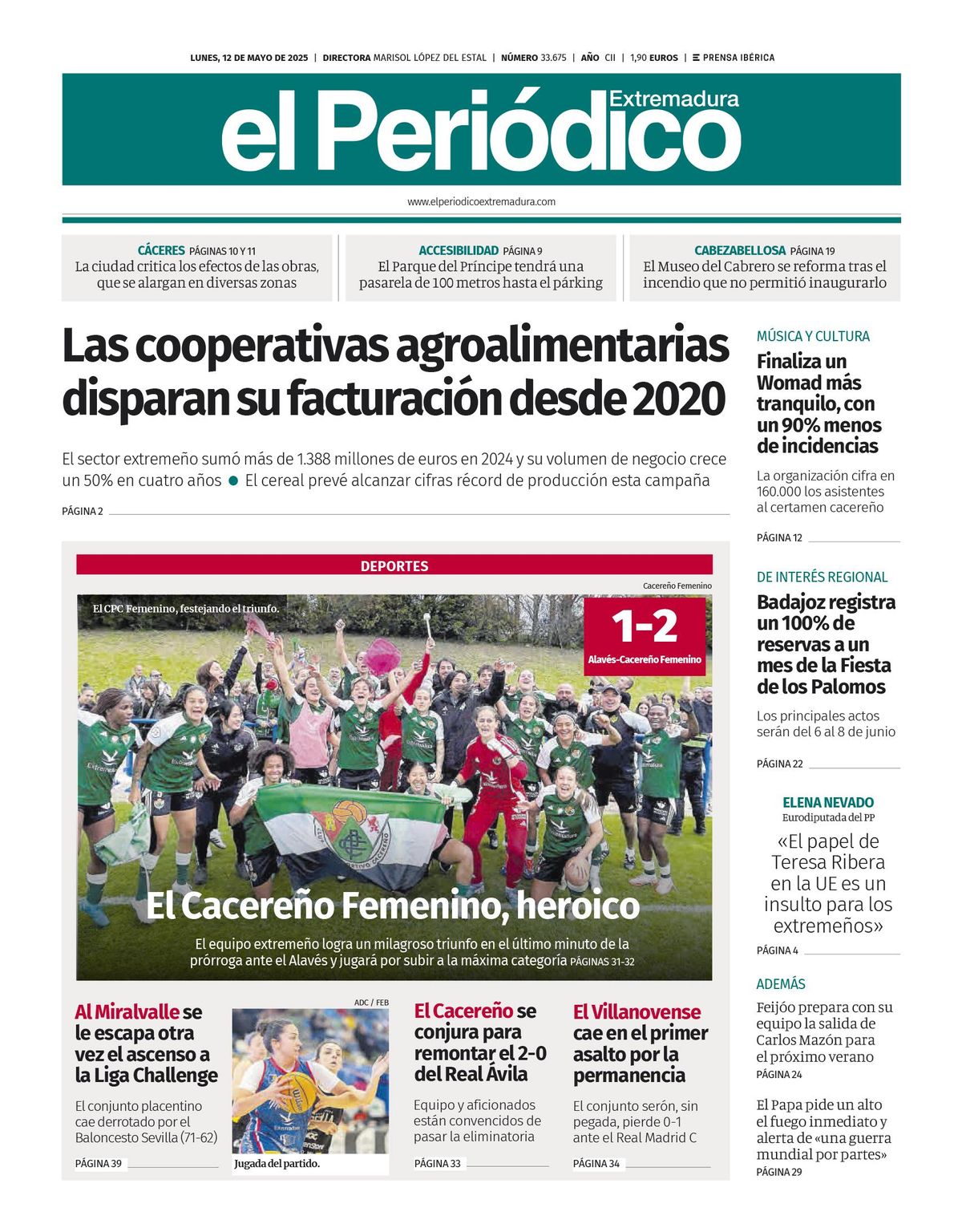 Consulta la portada correspondiente al día 12 de mayo de 2025
