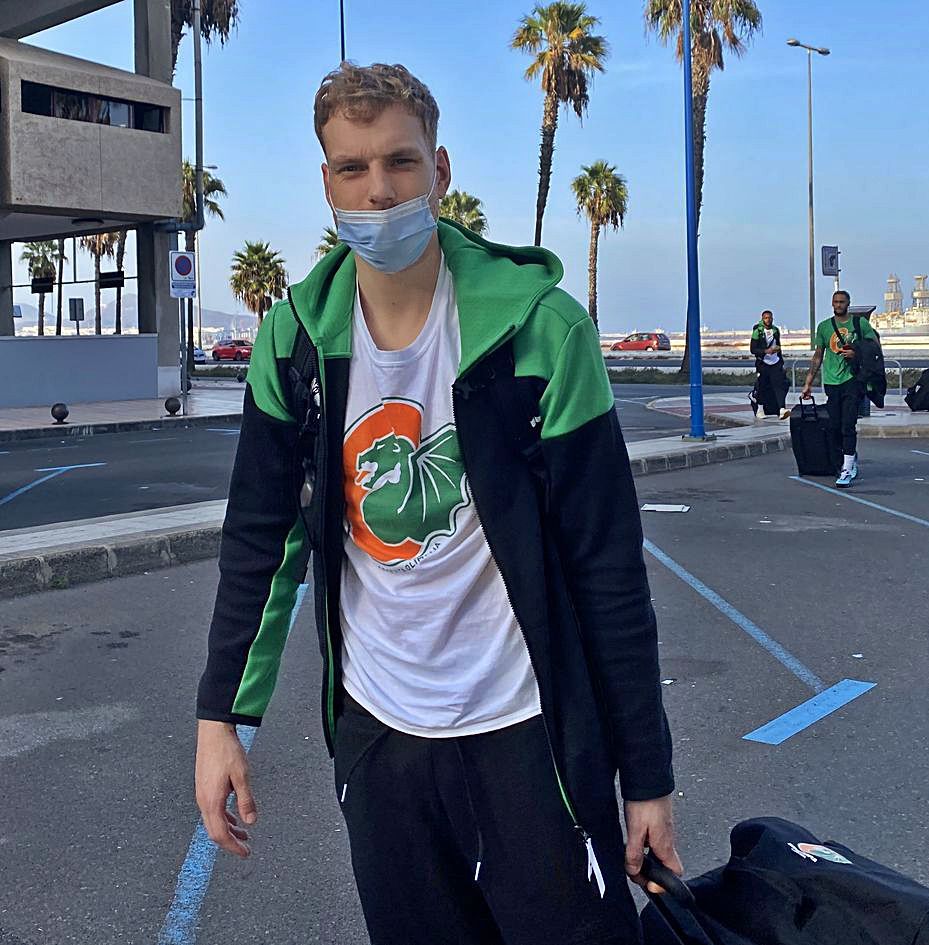 Jaka Blazic, ayer, en la llegada del Cedevita Olimpija a Gran Canaria.