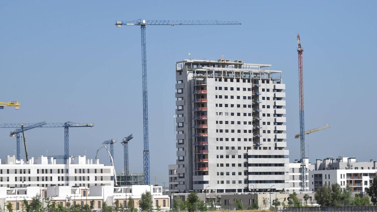Obras, grúas, viviendas, Palmas Altas, Isla Natura, Sevilla, Junio 2025