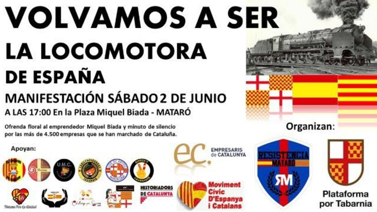 Convocatoria de manifestación de Plataforma por Tabarnia en Mataró.