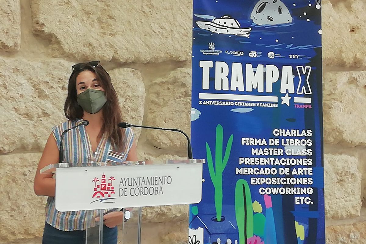 La ilustradora Lucia Del Pino, durante la presentación de TrampaX