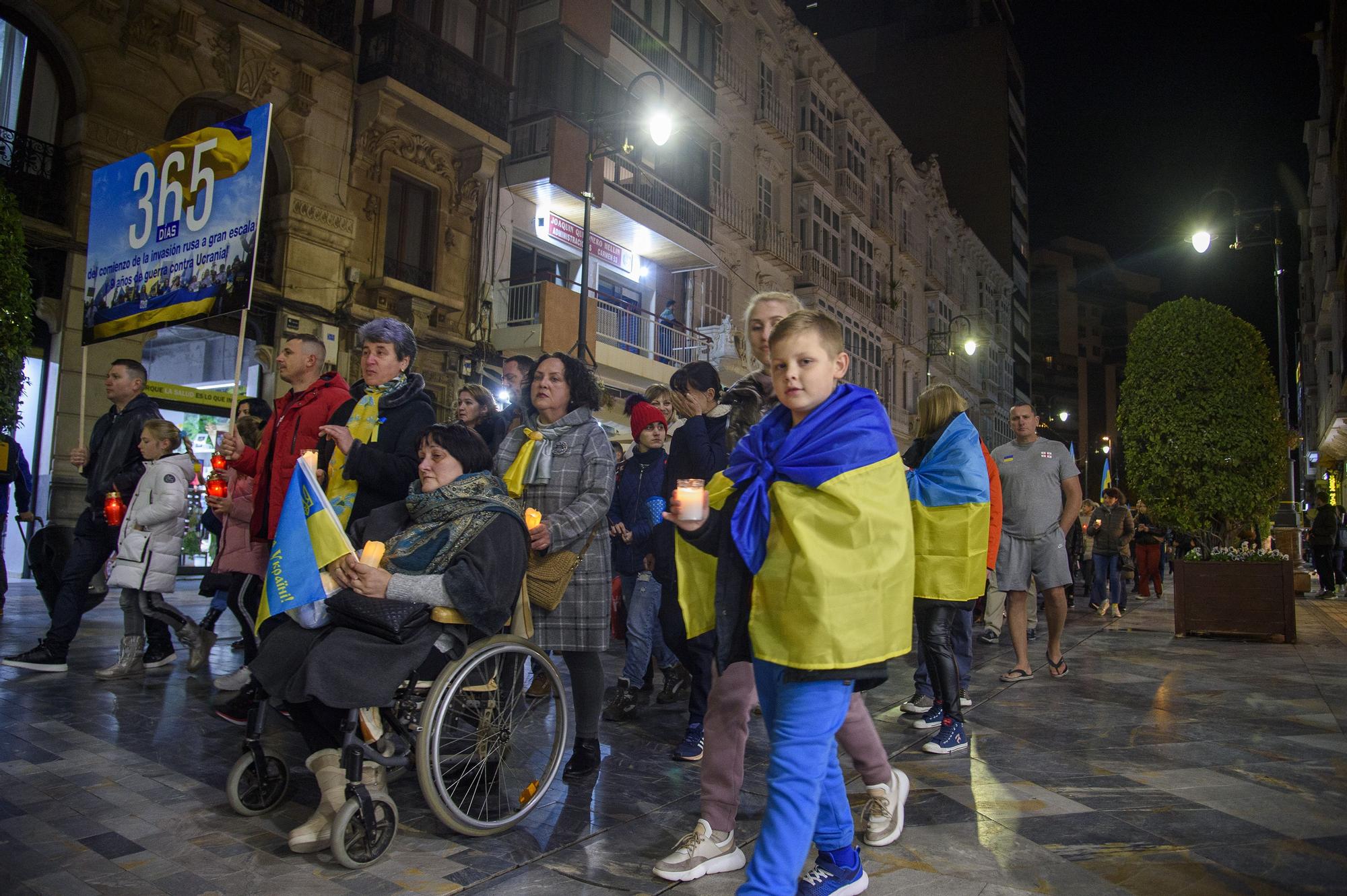 Manifestación en Cartagena en el primer aniversario de la guerra en Ucrania