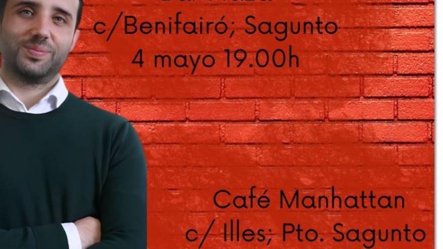 Quadada joven con el candidato socialista en Sagunt