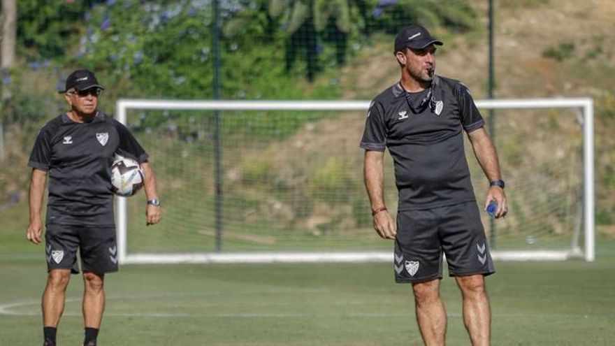 Pablo Guede y Antonio Tapia, durante un entrenamiento.