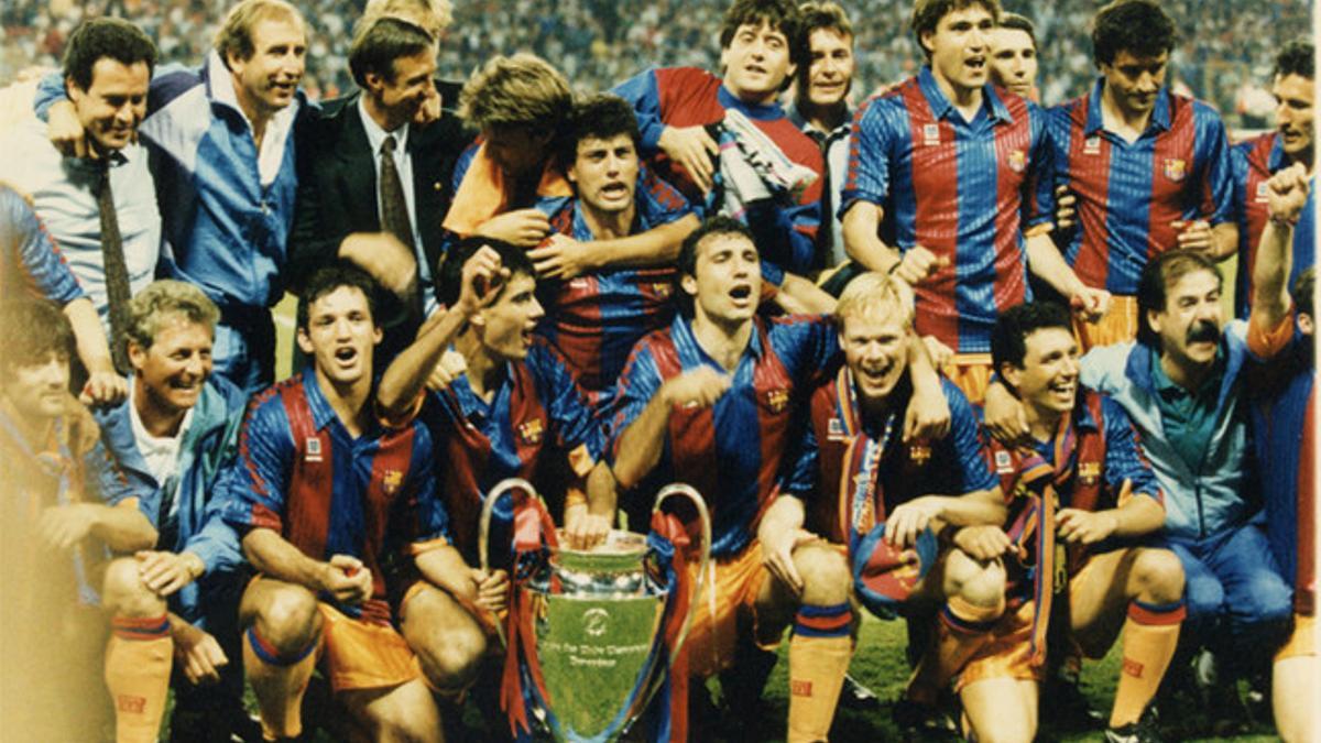 El Dream Team celebra la conquista de la Copa de Europa el 20 de mayo de 1992 en Wembley