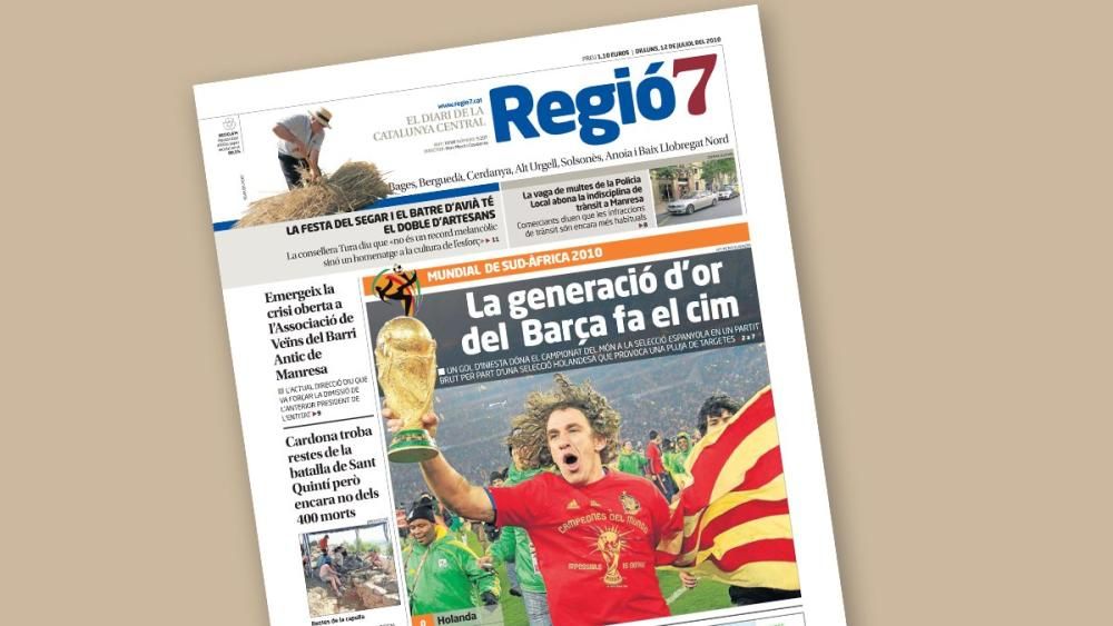 Portadas de los diarios de Prensa Ibérica del título de España en el Mundial 2010