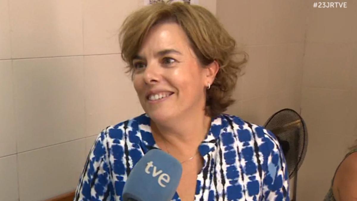 Soraya Saénz de Santamaría en el Telediario de TVE