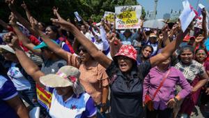 Manifestaciones por el 8-M en Colombo, Sri Lanka.