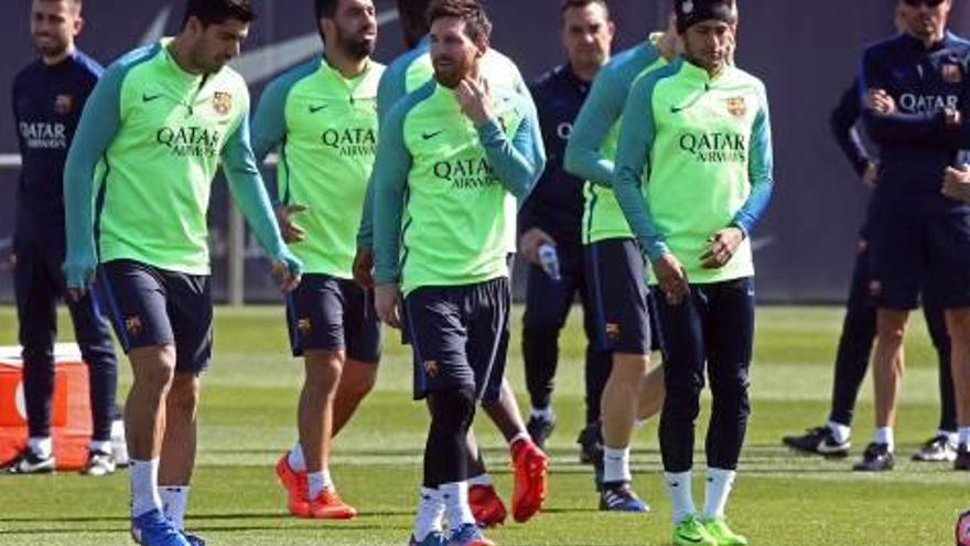 El trident, en l&#039;últim entrenament abans del partit d&#039;avui.