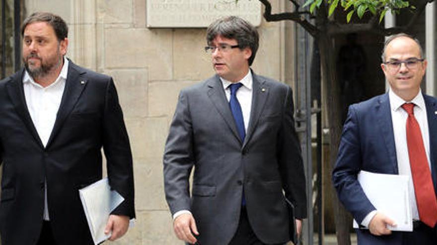 Oriol Junqueras, Carles Puigdemont i Jordi Turull, en una foto d&#039;arxiu.